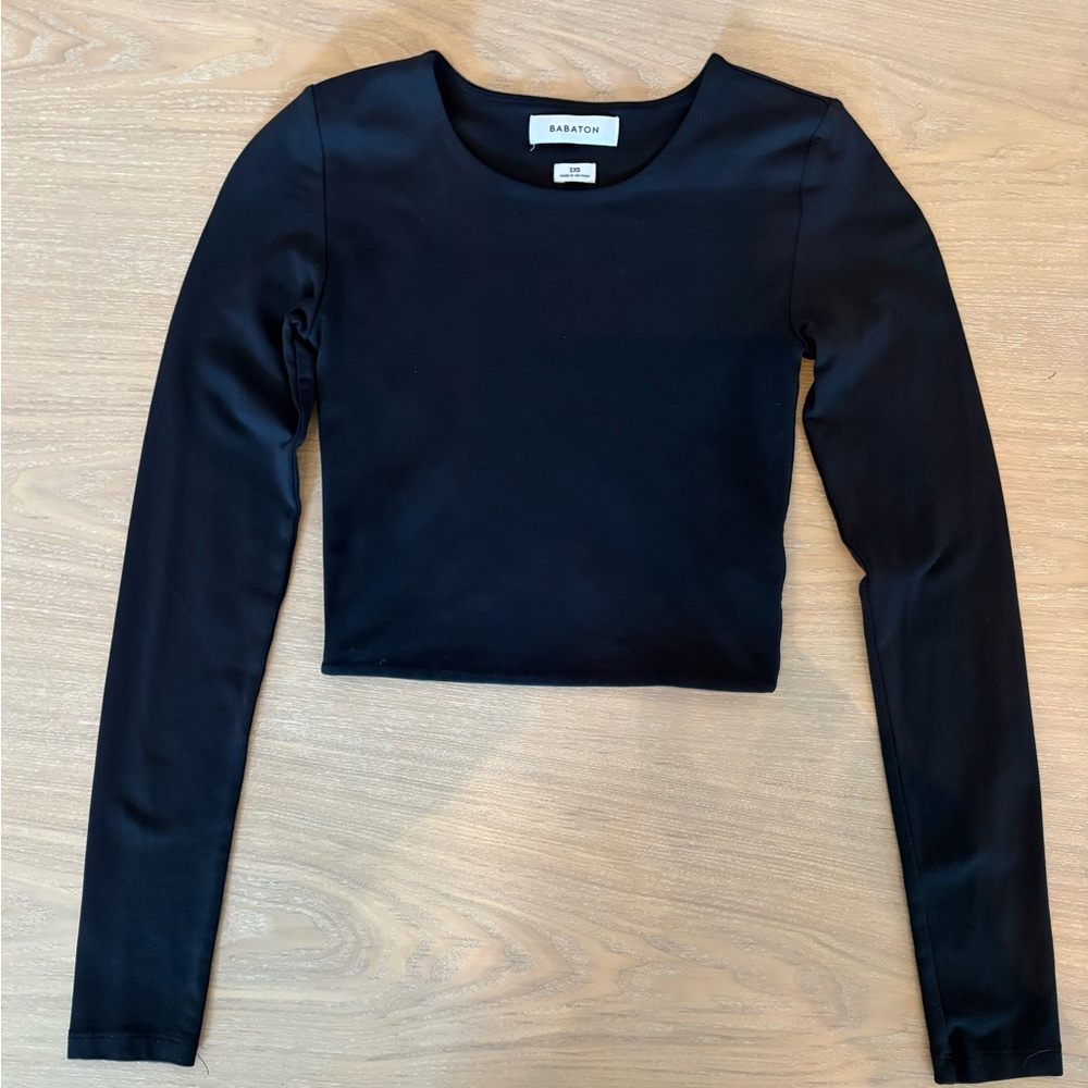Aritzia Babaton Black Long Sleeve Crop Top - 2XS
